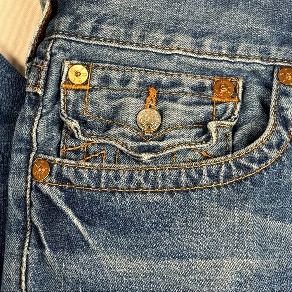 True Religion | Deer Hallow Denim Orange Stitch  Straight Leg Jeans